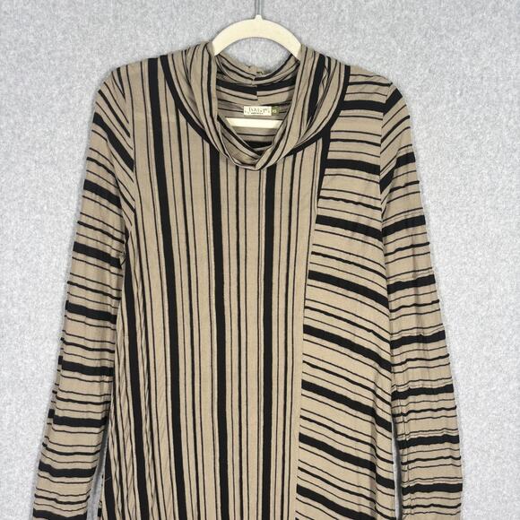 Chalet Dress XS Tan Asymmetric Flowy Layered Textured Artsy Lagenlook Modest USA - Picture 2 of 10